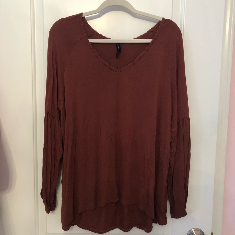 Brown Long-Sleeved Flowy Shirt